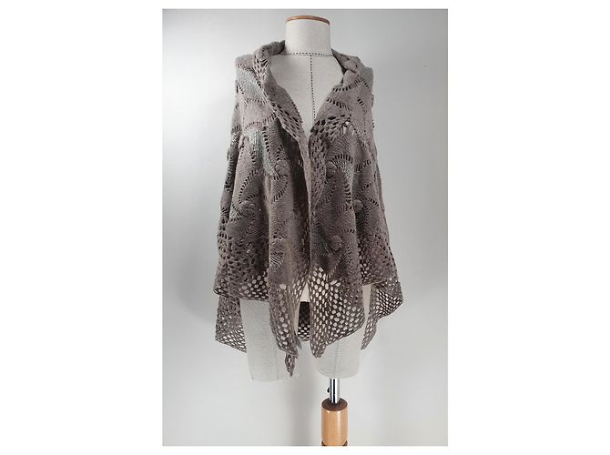 Sciarpa Faliero Sarti in cashmere beige - vista 2