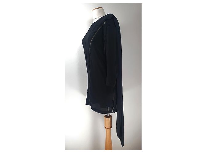 Abito Acne Guerre Crepe Aviator con zip davanti Nero - vista 4