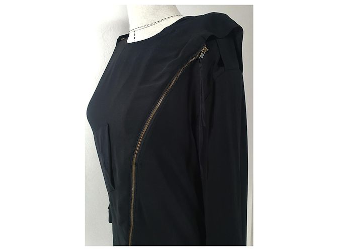 Abito Acne Guerre Crepe Aviator con zip davanti Nero - vista 5