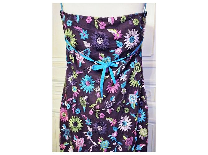 CHRISTIAN LACROIX ABITO COUTURE ABITO BROCHEE foderato WORN T 40/42 Viola scuro - vista 6