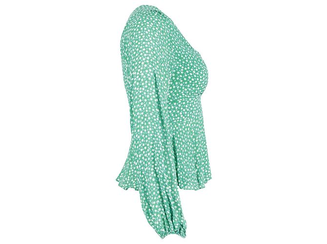 Autre Marque Top con estampado floral y mangas obispo de Rixo en viscosa verde - vista 2