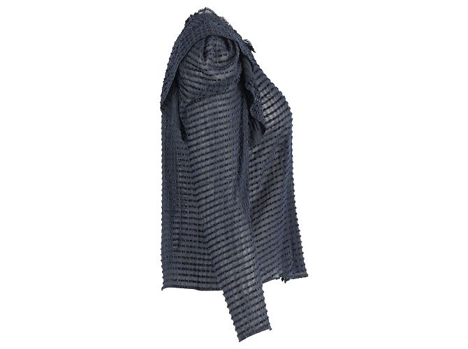 Blusa trasparente Ulla Johnson Fiona in seta blu navy - vista 2