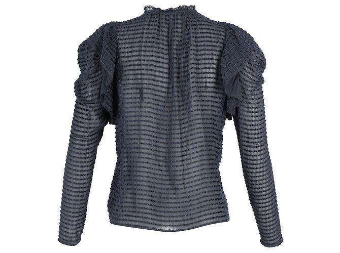 Blusa trasparente Ulla Johnson Fiona in seta blu navy - vista 3