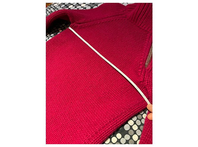 Louis Vuitton Roter Rollkragenpullover aus Kaschmir und Wolle mit Reißverschluss - Ansicht 19