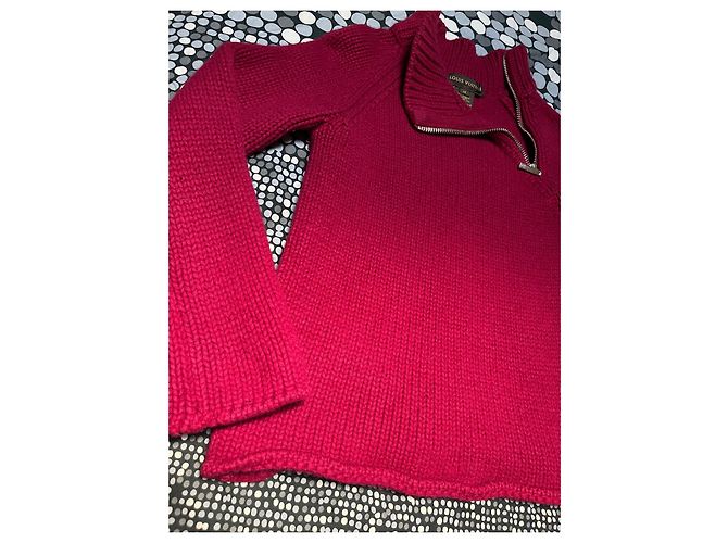 Louis Vuitton Roter Rollkragenpullover aus Kaschmir und Wolle mit Reißverschluss - Ansicht 2