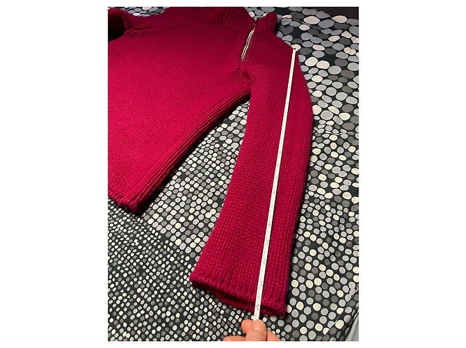 Louis Vuitton Roter Rollkragenpullover aus Kaschmir und Wolle mit Reißverschluss - Ansicht 20