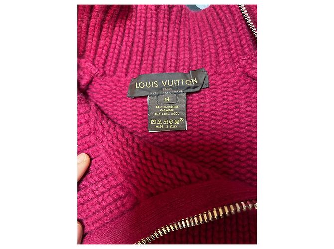 Louis Vuitton Roter Rollkragenpullover aus Kaschmir und Wolle mit Reißverschluss - Ansicht 3