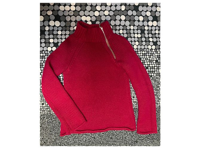 Louis Vuitton Roter Rollkragenpullover aus Kaschmir und Wolle mit Reißverschluss - Ansicht 9