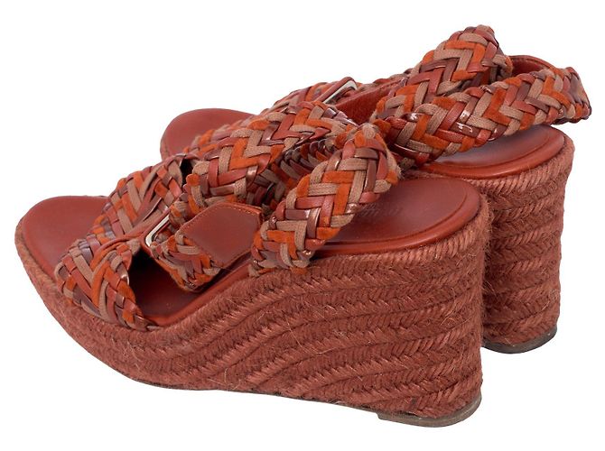 Sandalias de cuña Hermès Alpargatas Castaño - vista 3