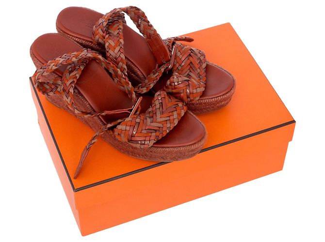 Sandalias de cuña Hermès Alpargatas Castaño - vista 6