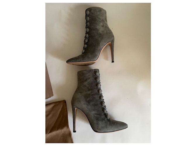 Botines Gianvito Rossi Empire Verdes de Gamuza 37.5 - vista 5