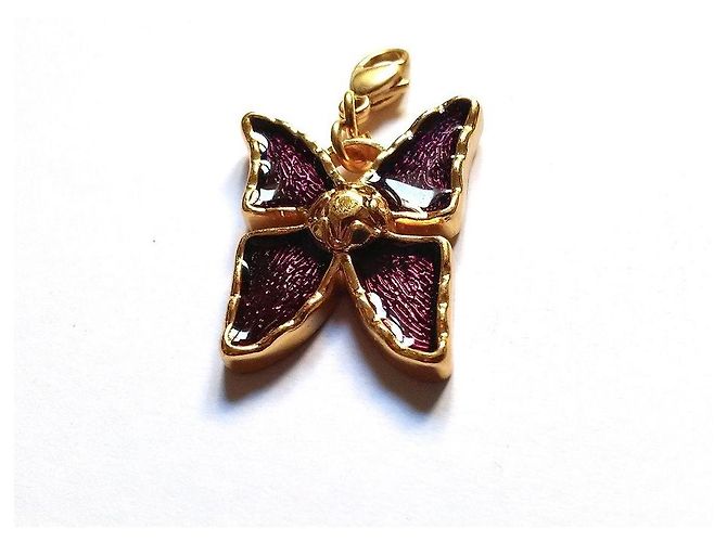 Colar com pingente Yves Saint Laurent roxo e dourado - vista 3