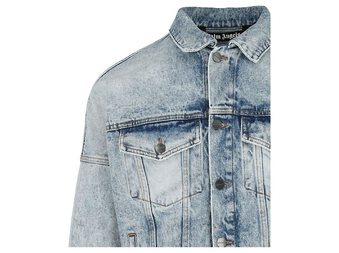 Palm Angels Jeansjacke mit gebogenem Logo - Ansicht 3