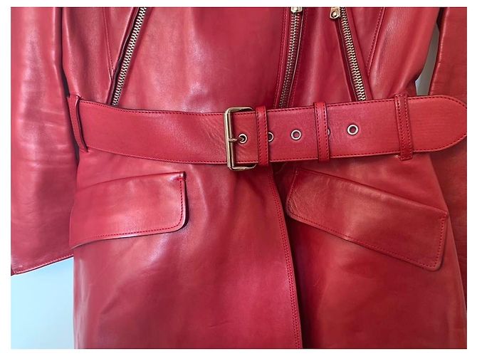 Miu Miu Biker-Schößchen-Lederjacke BRANDNEU Bordeaux - Ansicht 6