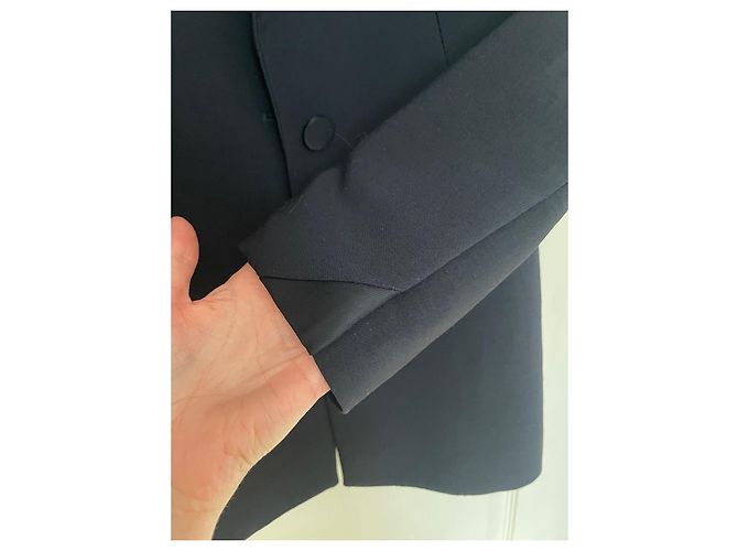 Tara Jarmon Blazer aus Wolle in Navy Blau mit Satindetails - Ansicht 13