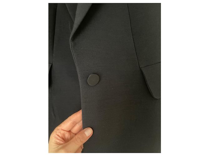Tara Jarmon Blazer aus Wolle in Navy Blau mit Satindetails - Ansicht 14