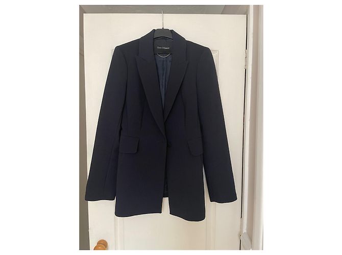 Tara Jarmon Blazer aus Wolle in Navy Blau mit Satindetails - Ansicht 15