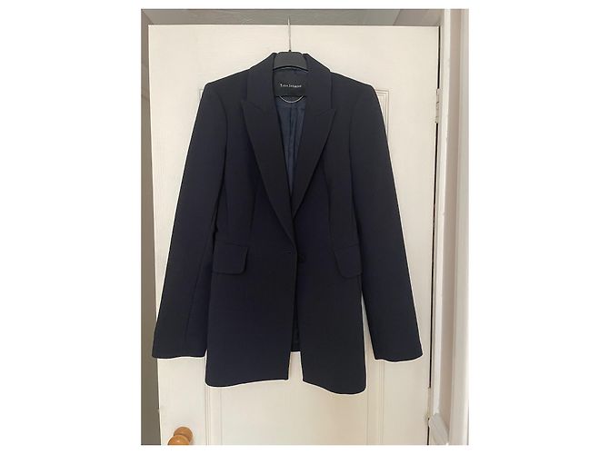 Tara Jarmon Blazer aus Wolle in Navy Blau mit Satindetails - Ansicht 16