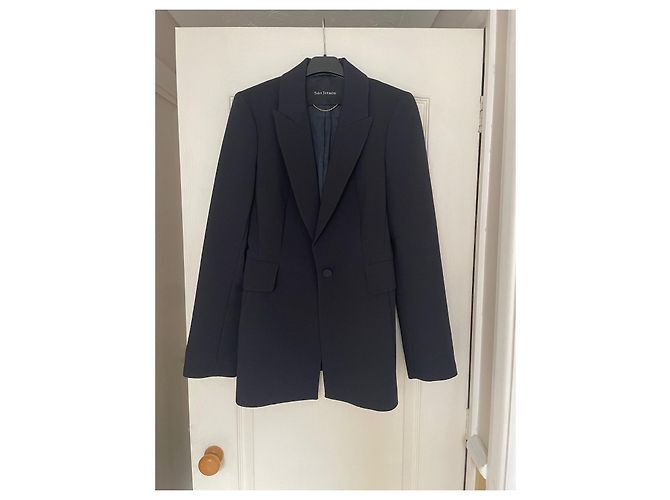 Tara Jarmon Blazer aus Wolle in Navy Blau mit Satindetails - Ansicht 2