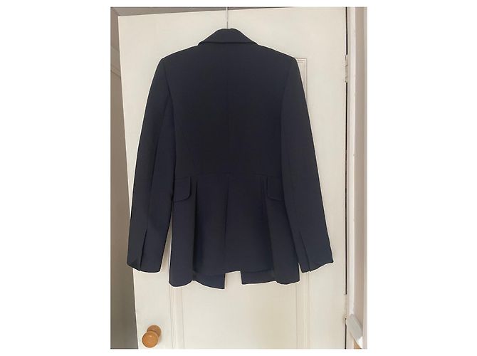 Tara Jarmon Blazer aus Wolle in Navy Blau mit Satindetails - Ansicht 4