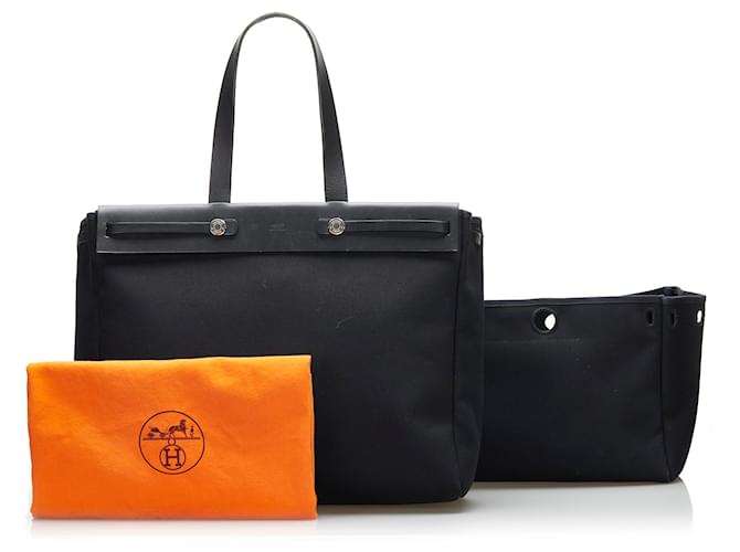 Hermès Hermes Black Herbag Cabas MM Nero - vista 15