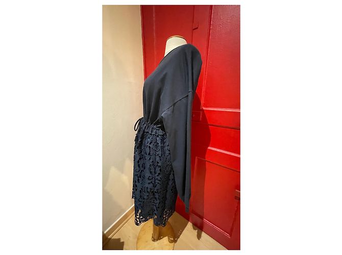 See by Chloé Abito Blu Navy in Cotone e Pizzo 38 - vista 2