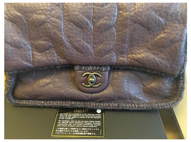 Timeless Borsa Chanel in lana e pelle viola Porpora - vista 2