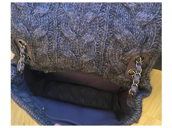Timeless Borsa Chanel in lana e pelle viola Porpora - vista 5