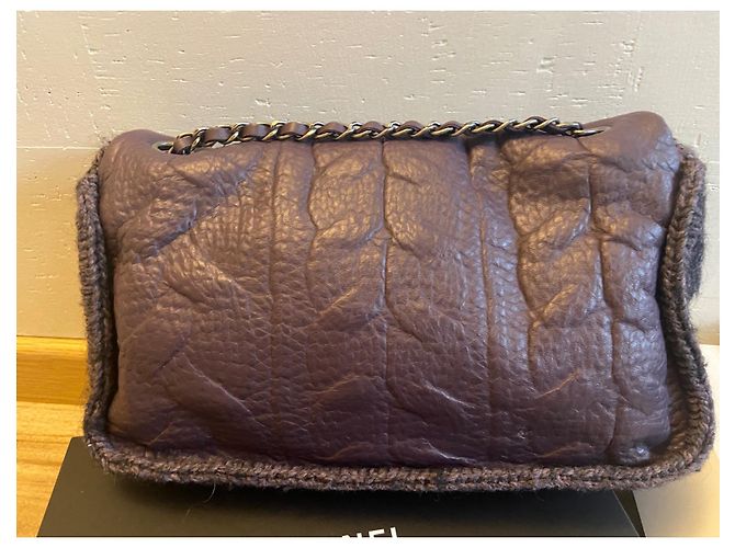 Timeless Borsa Chanel in lana e pelle viola Porpora - vista 7