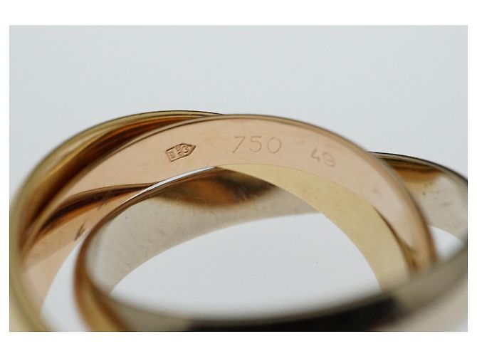 Les Must De Cartier Trinity-Band-Ring 18 Karat Rose, Weiß- und Gelbgold Gold hardware - Ansicht 8