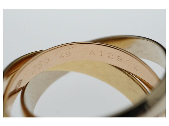 Les Must De Cartier Trinity-Band-Ring 18 Karat Rose, Weiß- und Gelbgold Gold hardware - Ansicht 9