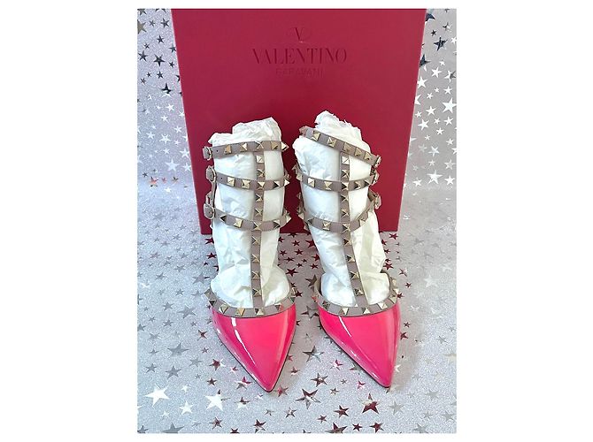 Sandali Valentino Garavani Rockstud in vernice rosa 38 - vista 2