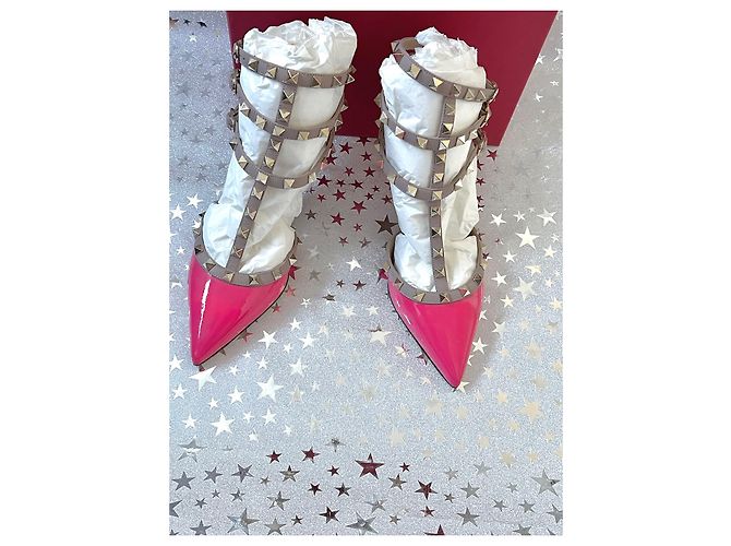 Sandali Valentino Garavani Rockstud in vernice rosa 38 - vista 3