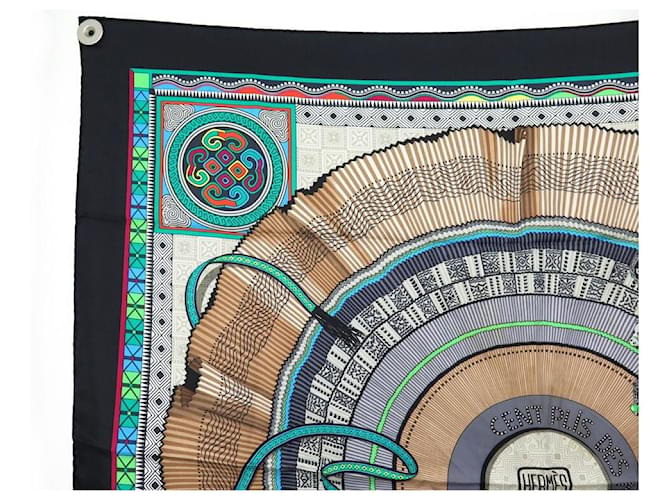 Aline Hermès HERMES SCIARPA CENTINAIA DI MIAO HONORE SQUARE 90 SETA SCIARPA IN SETA BLU - vista 2