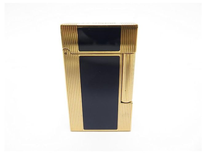 NEUF BRIQUET ST DUPONT LIGNE 2 WINDSOR OR JAUNE & LAQUE BLEUE LIGHTER - vue 2