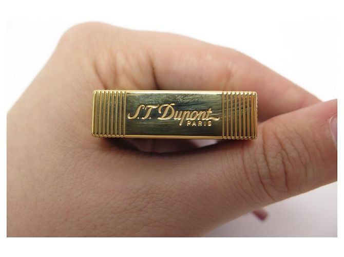 NEUF BRIQUET ST DUPONT LIGNE 2 WINDSOR OR JAUNE & LAQUE BLEUE LIGHTER - vue 4