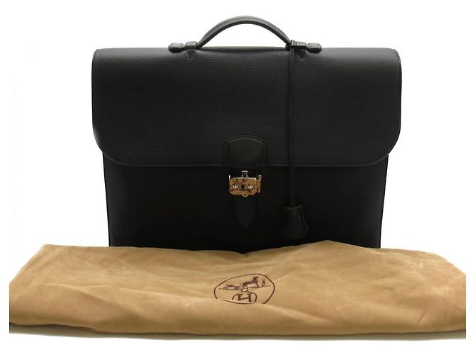 Hermès Clemence Sac A Depeches 38 ventiquattrore Nero - vista 8