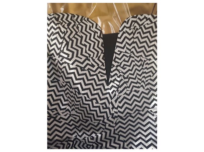 Autre Marque Kenzo Kleid aus Seide Silber und Schwarz Größe S - Ansicht 8