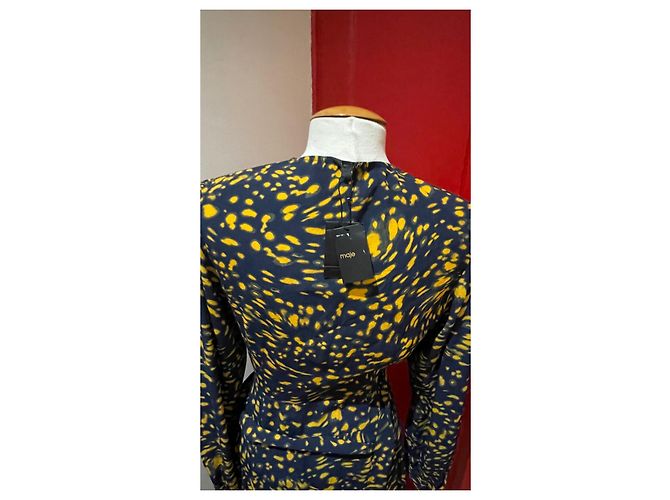 Vestido envelope Maje azul marinho e laranja de viscose Multicor - vista 7