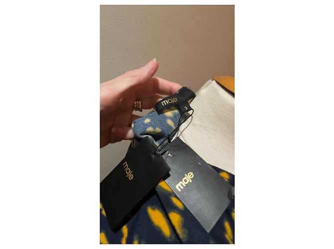 Vestido envelope Maje azul marinho e laranja de viscose Multicor - vista 8