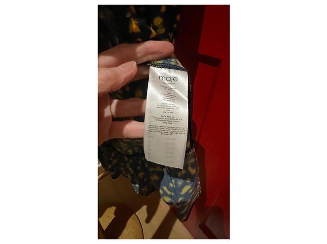 Vestido envelope Maje azul marinho e laranja de viscose Multicor - vista 9