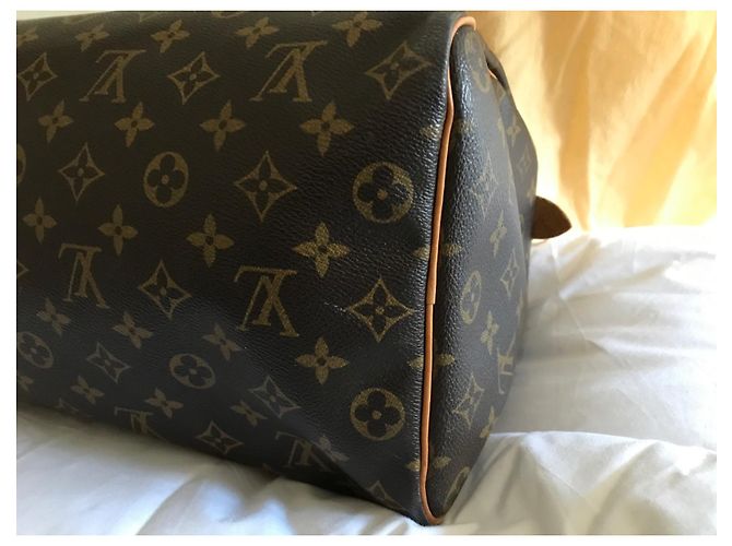 Borsa a mano Louis Vuitton Speedy 35 Marrone in Tela - vista 3