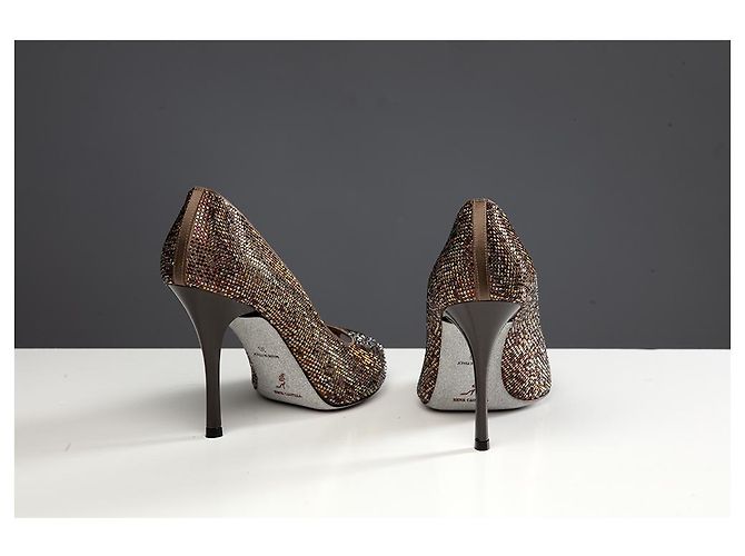 Décolleté aperte in pelle argentata Rene Caovilla Argento Metallico - vista 2