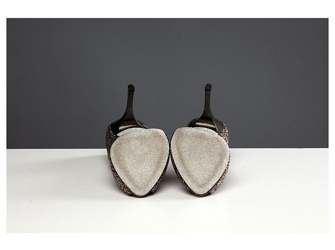 Décolleté aperte in pelle argentata Rene Caovilla Argento Metallico - vista 3