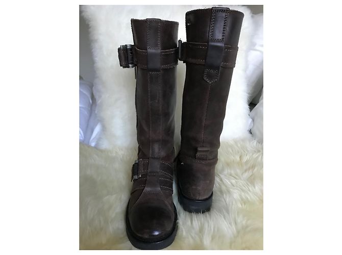 Botas Dior de cuero marrón Gras Castaño - vista 2