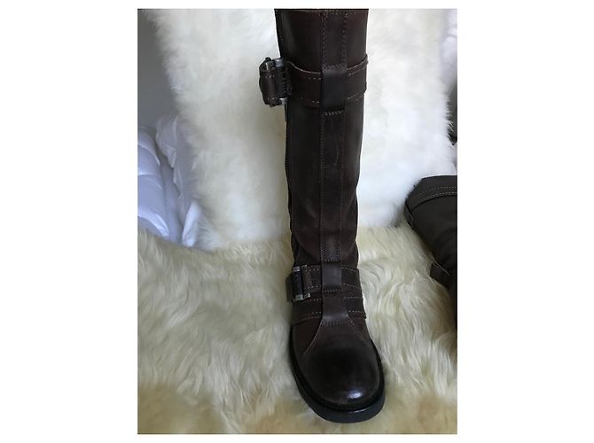 Botas Dior de cuero marrón Gras Castaño - vista 4