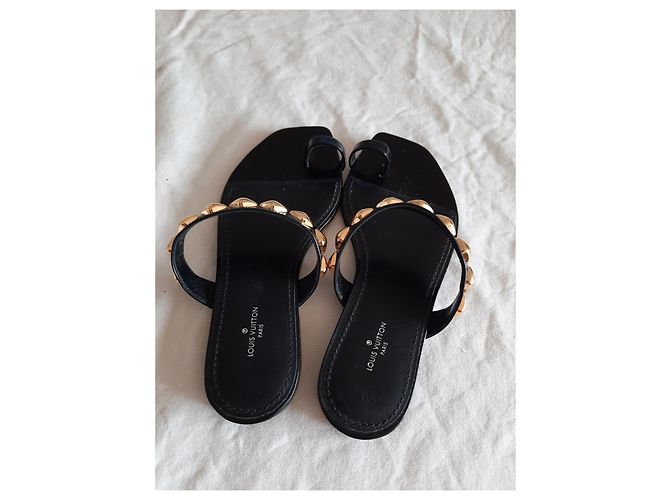 Mules Louis Vuitton in pelle nera 37 Nero - vista 2