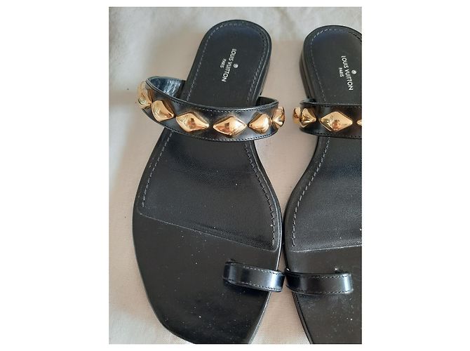 Mules Louis Vuitton in pelle nera 37 Nero - vista 3