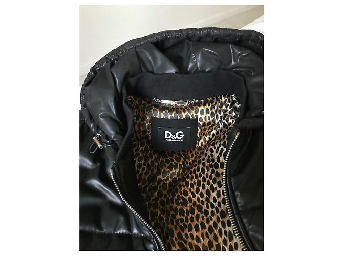 Chaqueta de plumón Dolce & Gabbana de cuero negro - vista 4