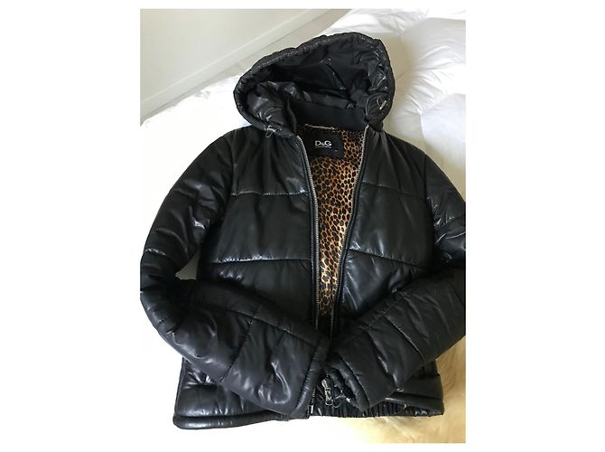 Chaqueta de plumón Dolce & Gabbana de cuero negro - vista 5